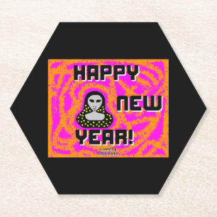 Grays New Year wünscht Hexagon Paper Untersetzer