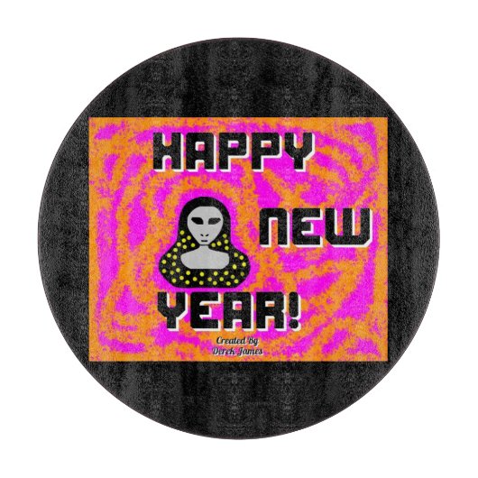 Grays New Year wünscht Round Cutting Board 30,4 cm Schneidebrett (Vorderseite)