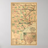 Gray's Railroad Map of Texas (1877) Poster (Vorne)