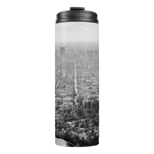 GRAYSCALE AERIAL FOTO CITY THERMOSBECHER (Vorderseite)