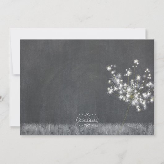 Grayscale Dandelion Wedding Probe Dinner Einladung (Rückseite)