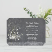 Grayscale Dandelion Wedding Probe Dinner Einladung (Stehend Vorderseite)