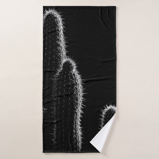 GRAYSCALE FOTO CACTUS BADEHANDTUCH (Badehandtuch)