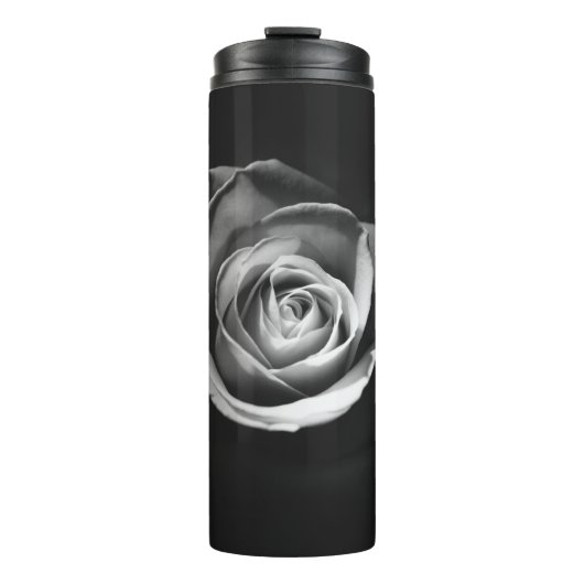 GRAYSCALE FOTO DER ROSE THERMOSBECHER (Vorderseite)
