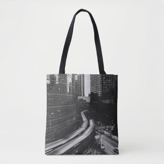 GRAYSCALE FOTO DER STADT TASCHE (Vorderseite)