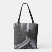 GRAYSCALE FOTO DER STADT TASCHE (Rückseite)