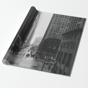 GRAYSCALE FOTO DER STADTSTRASSE GESCHENKPAPIER