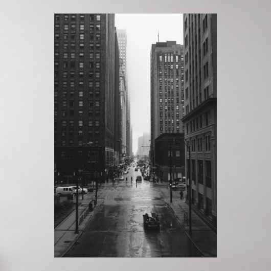 GRAYSCALE FOTO DER STADTSTRASSE POSTER (Vorne)