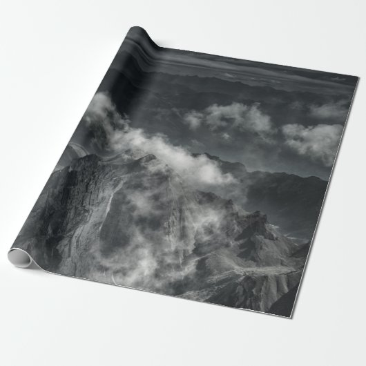 GRAYSCALE FOTO DES BERGBERGES GESCHENKPAPIER (Ungerollt)