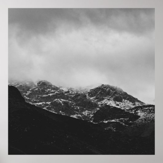 GRAYSCALE FOTO DES SCHNEES ÜBERDECKT BERG POSTER (Vorne)