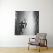 GRAYSCALE FOTO VON ZWEI ROW BOOTEN WANDTEPPICH (Beispiel (Horizontal))