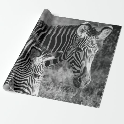 GRAYSCALE FOTO ZEBRAS GESCHENKPAPIER (Ungerollt)