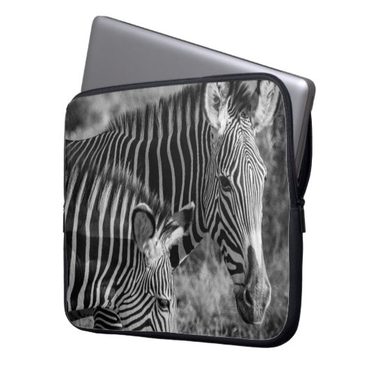 GRAYSCALE FOTO ZEBRAS LAPTOPSCHUTZHÜLLE (Vorderseite Links)