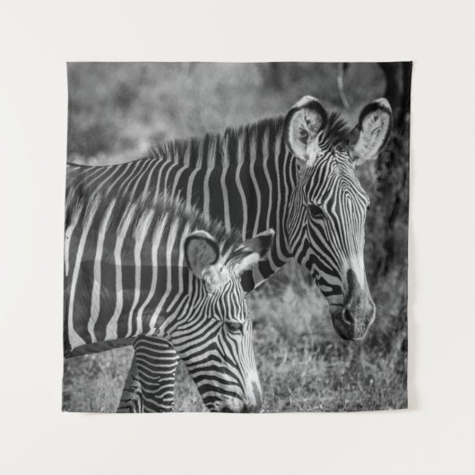 GRAYSCALE FOTO ZEBRAS WANDTEPPICH (Vorderseite)