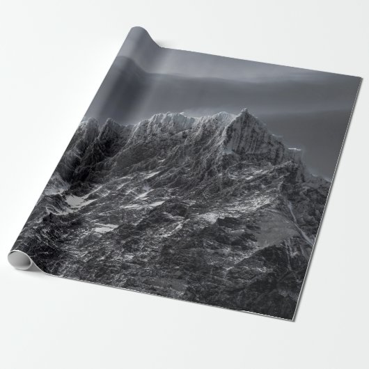 GRAYSCALE FOTOGRAFIE DES BERGES GESCHENKPAPIER (Ungerollt)