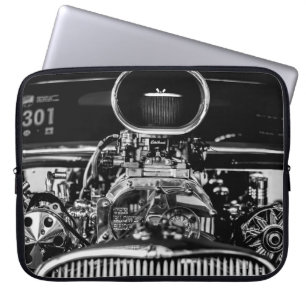 GRAYSCALE FOTOGRAFIE DES MOTORS VINTAGE CAR LAPTOPSCHUTZHÜLLE