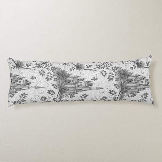 Grayscale Gran Canaria Verziertes Schloss im Val P Seitenschläferkissen (Rückseite)