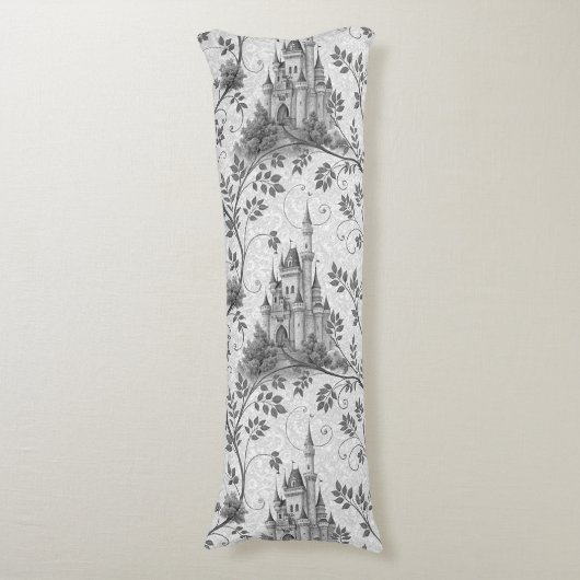 Grayscale Gran Canaria Verziertes Schloss im Val P Seitenschläferkissen (Vorderseite Vertikal)