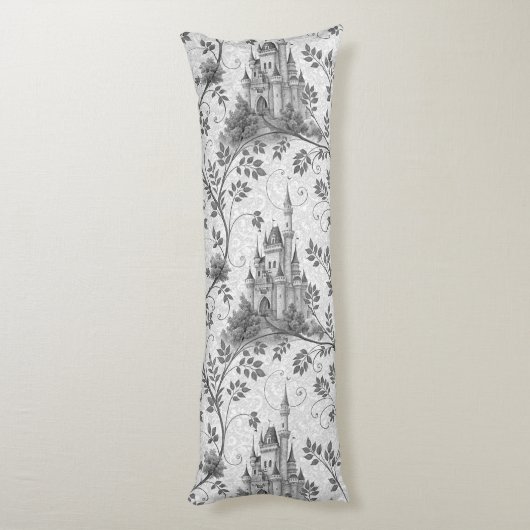 Grayscale Gran Canaria Verziertes Schloss im Val P Seitenschläferkissen (Rückseite (Vertikal))