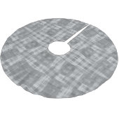 Grayscale Kaleidoscope Plaid Abstract Geometric Sy Polyester Weihnachtsbaumdecke (Schrägansicht)