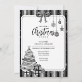 Grayscale Modern Christmas Tree Invitation Einladung (Vorderseite)