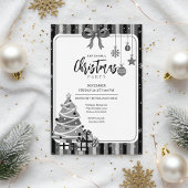 Grayscale Modern Christmas Tree Invitation Einladung