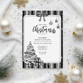 Grayscale Modern Christmas Tree Invitation Einladung