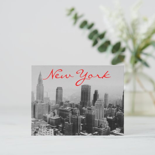 Grayscale New York City Night Postcard Postkarte (Stehend Vorderseite)