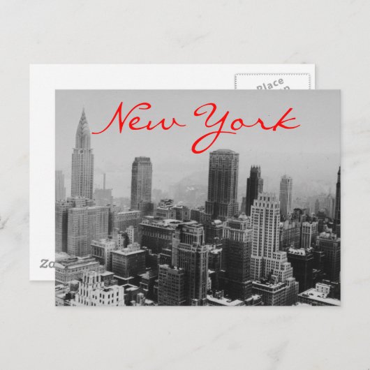 Grayscale New York City Night Postcard Postkarte (Vorne/Hinten)