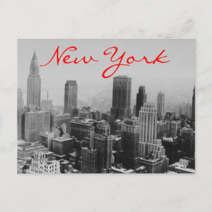 Grayscale New York City Night Postcard Postkarte