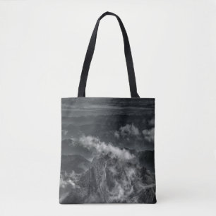 GRAYSCALE PHOTO OF MOUNTAIN RANGE TASCHE