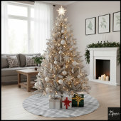 Grayscale Pixelated Plaid Digital Static Texture Polyester Weihnachtsbaumdecke