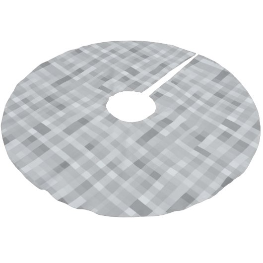 Grayscale Pixelated Plaid Digital Static Texture Polyester Weihnachtsbaumdecke (Schrägansicht)