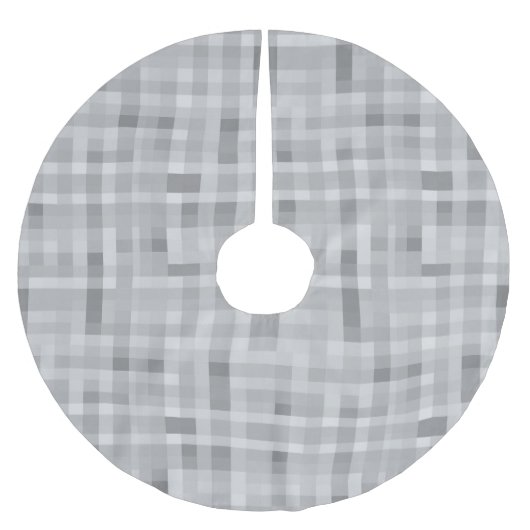 Grayscale Pixelated Plaid Digital Static Texture Polyester Weihnachtsbaumdecke (Vorderseite)
