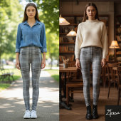 Grayscale Repeating Medium-Scale Plaid Texture Leggings