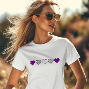 Graysexual Flag Pixel Herz T-Shirt