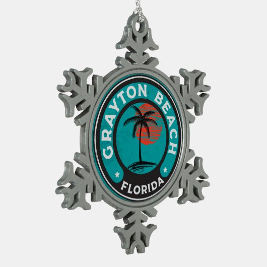 Grayton Beach Florida 30A 30 A Smaragdküste Schneeflocken Zinn-Ornament (Links)