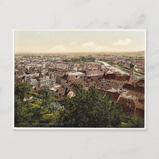 Graz, Aussicht aus Schlossberg, Steiermark, Austro Postkarte (Vorderseite)