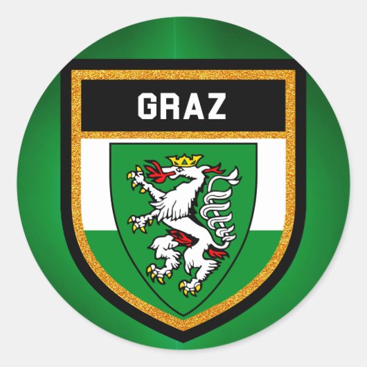 Graz Flag Runder Aufkleber (Vorderseite)