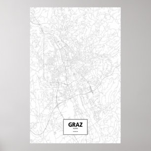 Graz, Österreich (Schwarzes auf Weiß) Poster