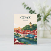 Graz Skyline Österreich Postkarte (Stehend Vorderseite)