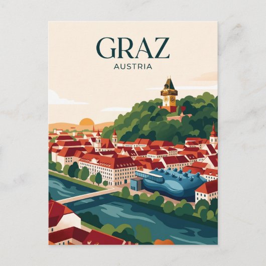 Graz Skyline Österreich Postkarte (Vorderseite)