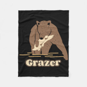 Grazer Fishing Bär Fett Braun Grizzly Beartober We Fleecedecke