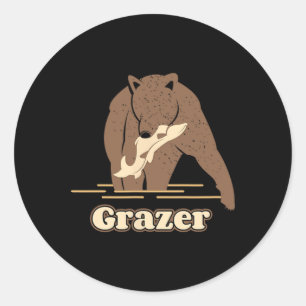 Grazer Fishing Bär Fett Braun Grizzly Beartober We Runder Aufkleber