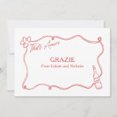 Grazie, das ist eine italienischere Hochzeit Dankeskarte (Vorderseite)