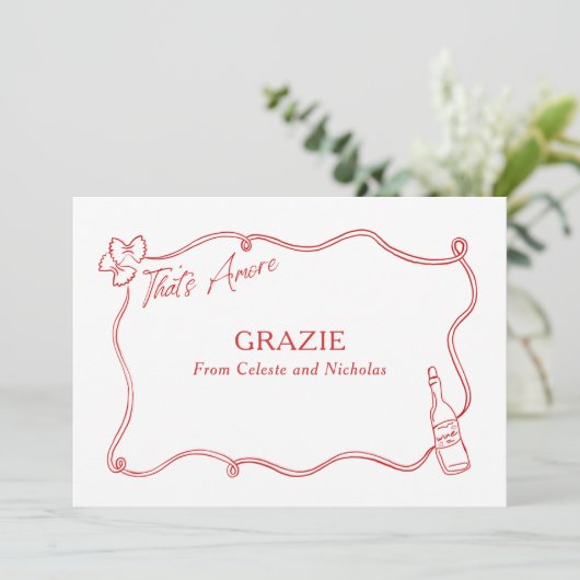 Grazie, das ist eine italienischere Hochzeit Dankeskarte (Stehend Vorderseite)