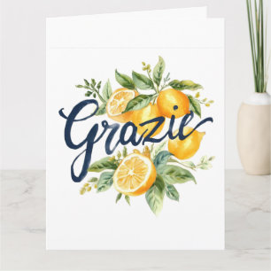 Grazie - Elegante italienische Aquarell-Limonen Dankeskarte