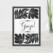 Grazie Floreale Elegante Tropicale Bianco e Nero Karte (Vorderseite)