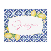 Grazie Italian Lemons Blue Tiles Dusche Vielen Dan