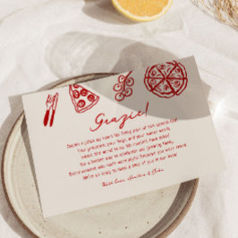 Grazie Italian Pizza Baby Shower Dankeskarte